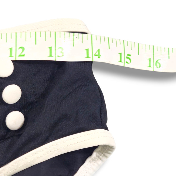 NWT Aqua Swim Pinup Button Detail High Waist Bikini Bottom Sz. L Black/White - Picture 4 of 8